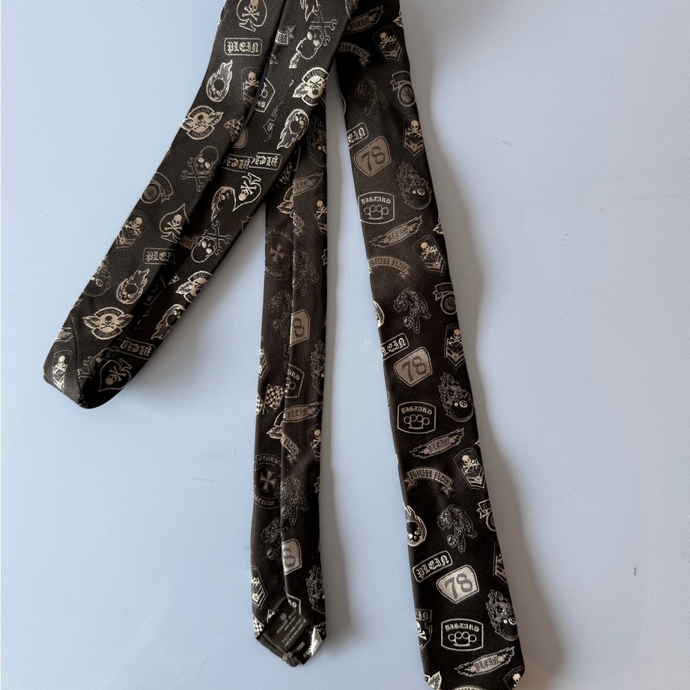 Philipp Plein Black and Silver Tie